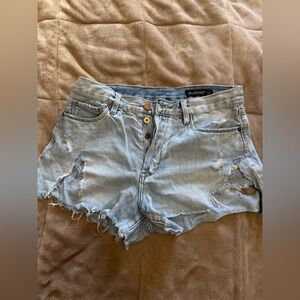 Blank NYC Faded Blue Ripped Jean Shorts